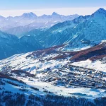 Beautiful cityscape of Sestriere in winter season