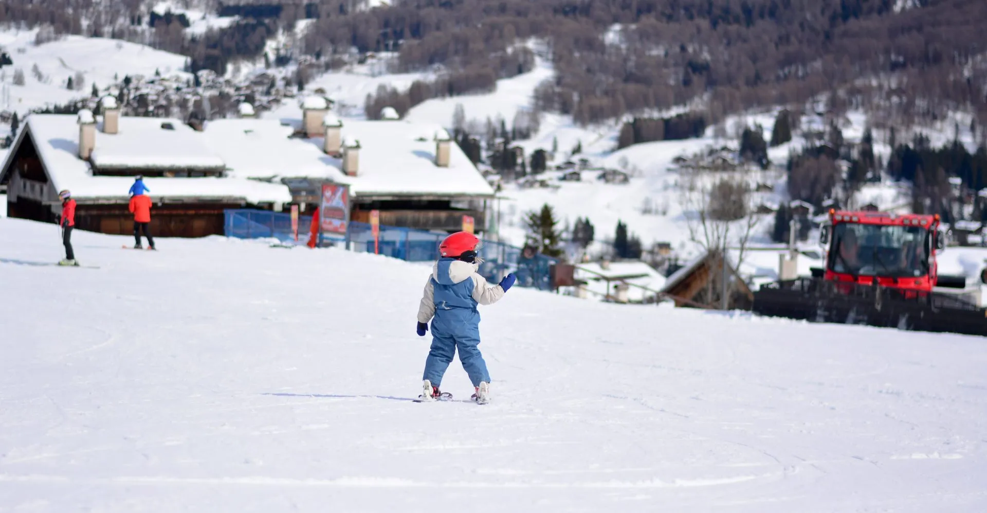 Child on skis at kronplatz ski resort