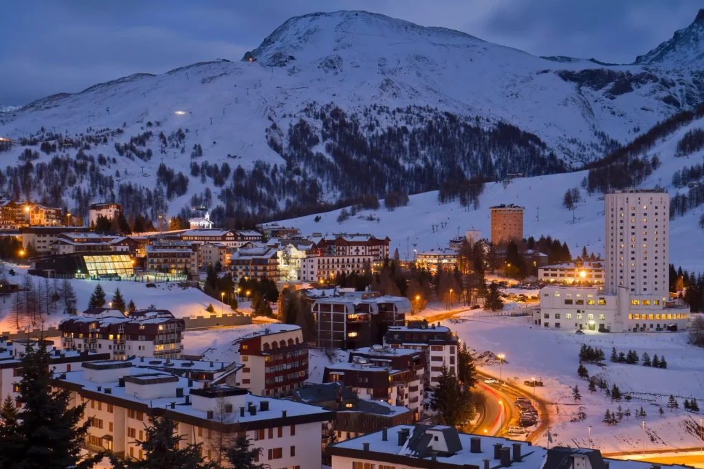 Landscape of Sestriere Turin Italy in winter