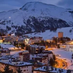 Landscape of Sestriere Turin Italy in winter