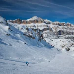 Skiing under the Marmolada mountain