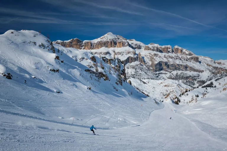 Skiing under the Marmolada mountain