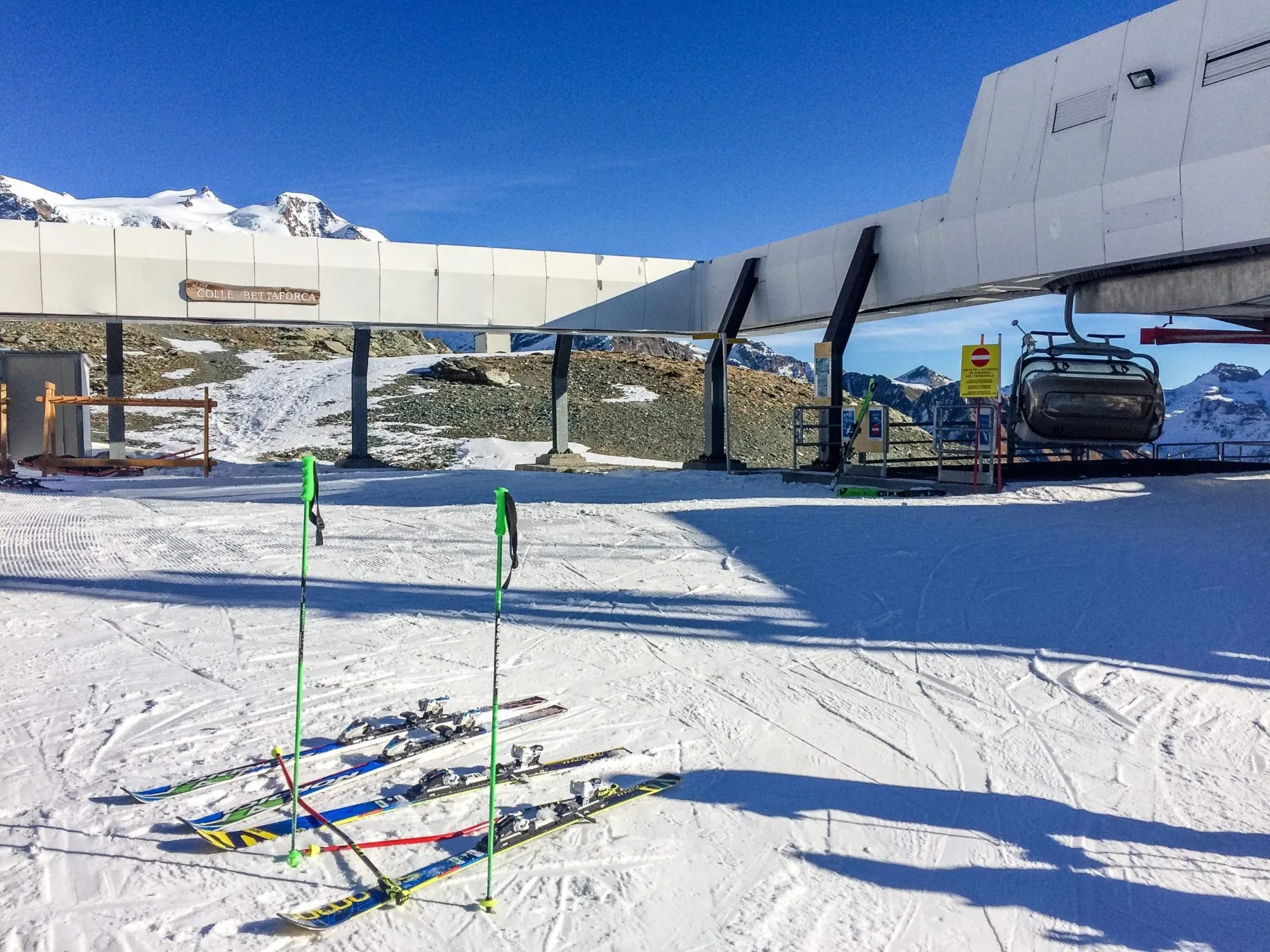 Ski slopes in the alpine ski resort of Monte Rosa, Alps region, Italy