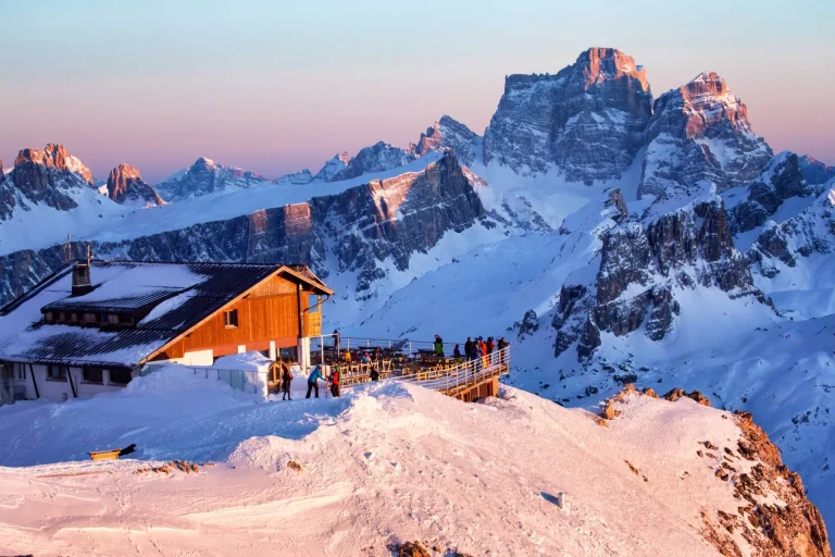 Sunset in typical burning colours in the Dolomites